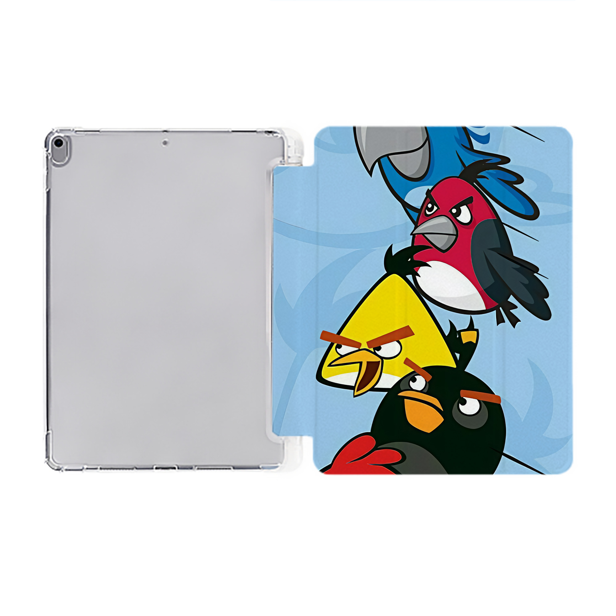 （画像用） Angry Birds アングリーバード IPad ケース ペン収納付き 三つ折りスタンド PUレザー×シリコン 対応機種9.5/10.5/10.9インチ